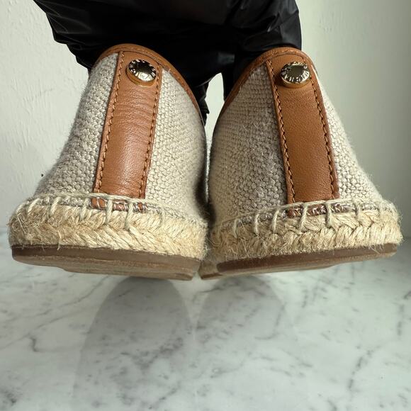 Michael Michael Kors Palm Leaf Sequin Espadrille Flats Beige Green Size 8 - Picture 9 of 11